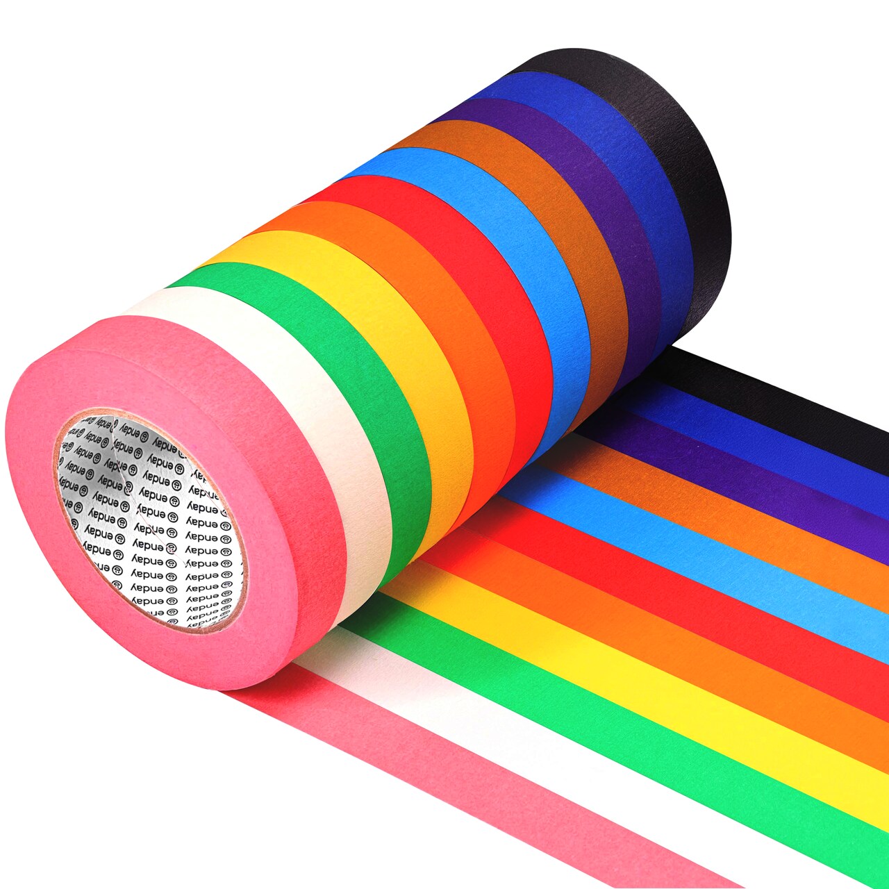 Enday Colored Masking Tape 1 inch Wide x 180 Feet (60 Yards) per roll - Painters Tape, Great for Arts Crafts & Labeling